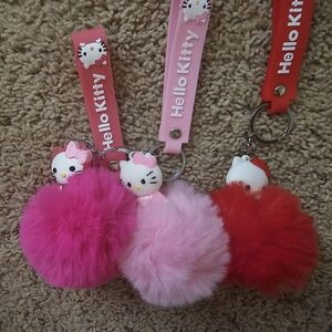 Hello Kitty Pom Pom Keychains